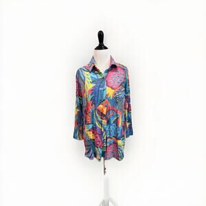 Ali Miles Top Women’s Size Small Colorful Knit Abstract Blouse Art To Wear